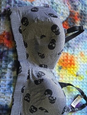 Black & White Patterned Support Bra - Unbranded